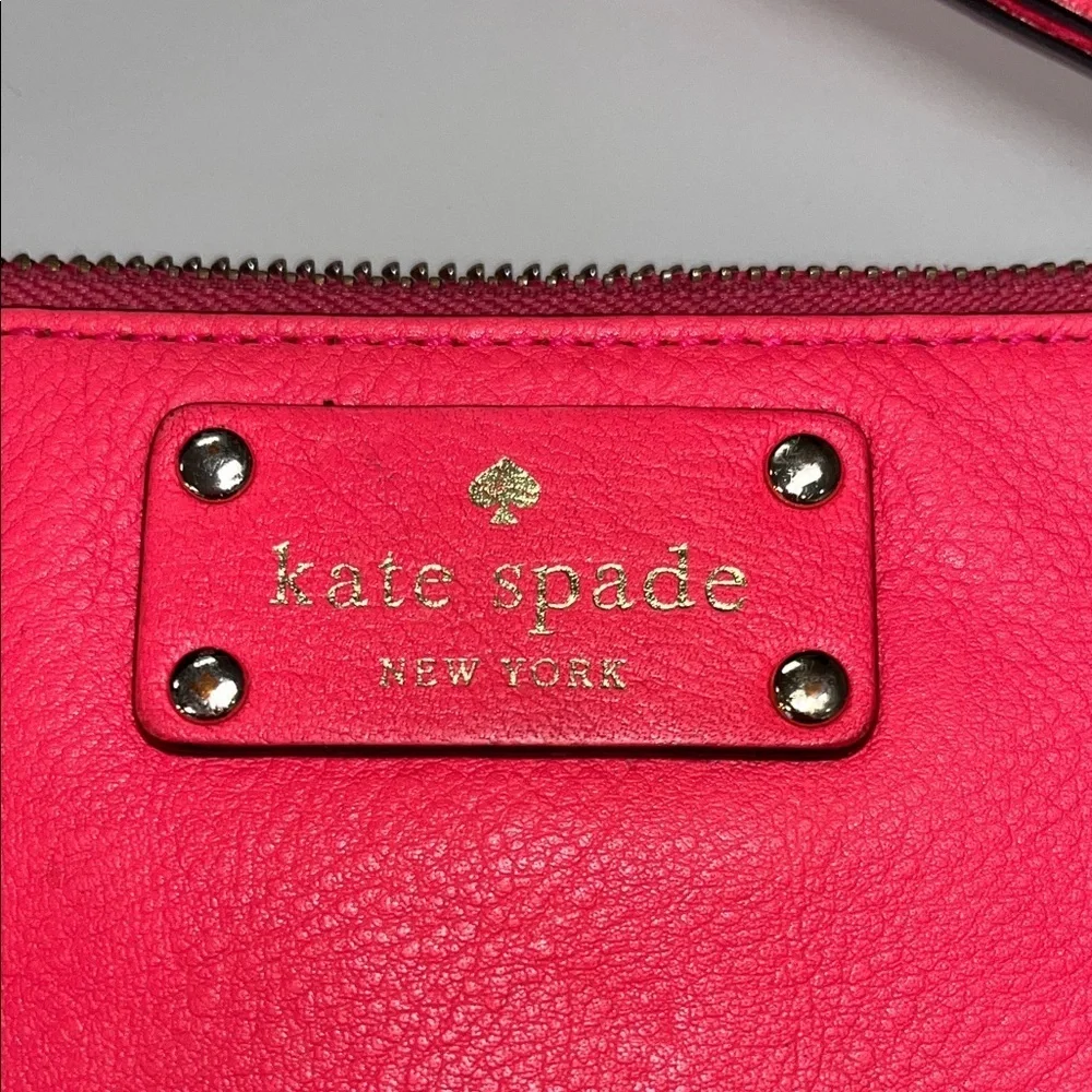 Kate Spade Vibrant Neon Hot Pink Leather Wristlet